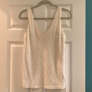 J.Crew White Sequin Tank Top
